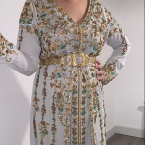 Robe Caftan élégante, tenue de soirée et de mariage, avec pierres décoratives et perles de cristal, à la mode, 2020 - Product Image 1