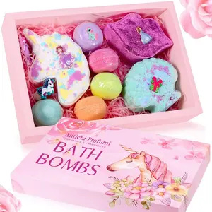 Bombe de bain en forme de licorne Vegan 100% naturelle MSDS, étiquette privée, bricolage, Kit cadeau, ensemble de trois pièces