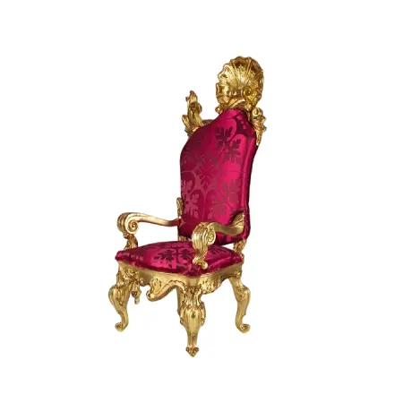 Customized Size And Shape Wedding Chair Handmade Gold And Red Leather Wedding Wood Chair For Hot Sale