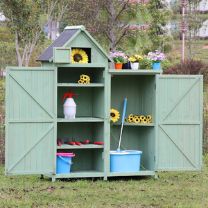 Backyard Wooden Utility Tool House with Door Garden Storage Outdoor Garden Wooden Tool Storage Cabinet Storage Shed