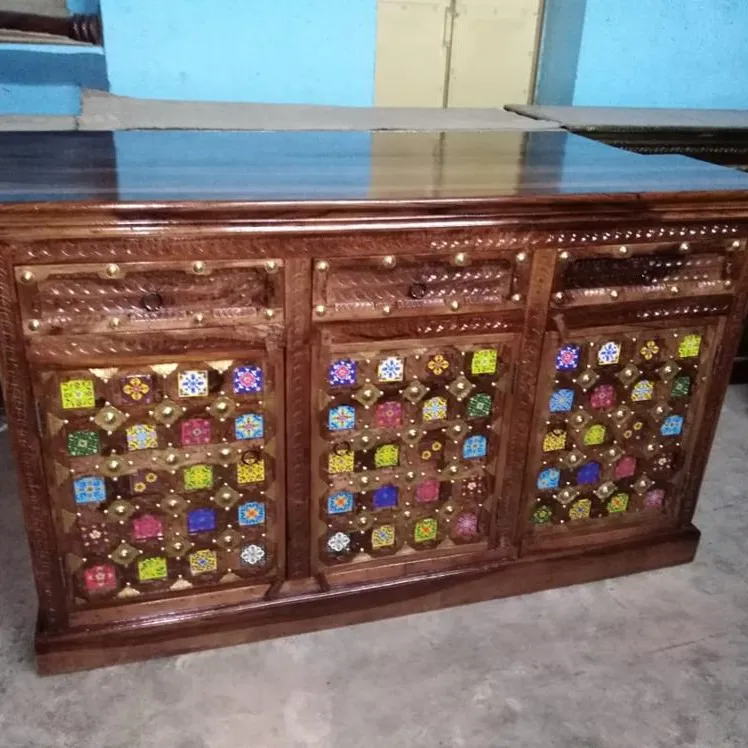 インド木製手作り再生木製ボックス/キャビネット/チェスト家具