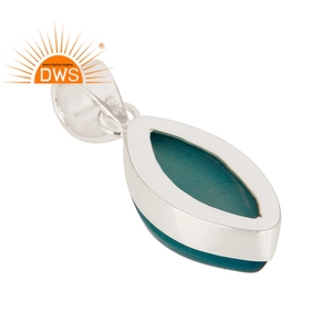 Colgante de Plata de Ley 925 con Gema Druzy Azul en Forma de Nanette, con Engaste de Bisel, Moderno, para Mujer, Ideal para Fiestas - Product Image 3
