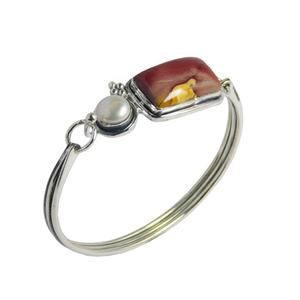 Brazalete de piedras preciosas múltiples de mookaita Natural auténtica, joyería de plata de ley 925 con chapado en plata Vintage, regalo de fiesta perfecto para ella - Product Image 1