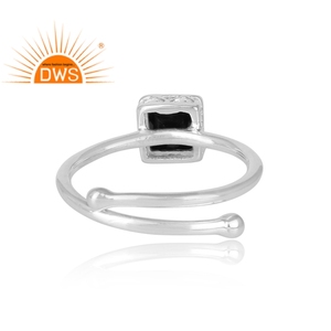 สแควร์สีดำกระดูกสันหลังตัดเครื่องประดับแหวนพลอย925เงินสเตอร์ลิงเครื่องประดับปรับมงกุฎแหวนผู้จัดจำหน่าย - Product Image 4