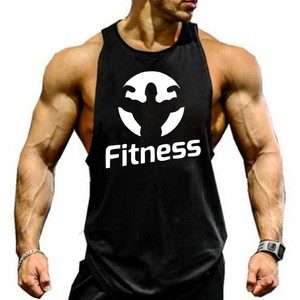 Camisetas de gimnasio sin mangas personalizadas de alta calidad para hombre, tela de lona, cuello redondo, patrón sólido, logotipo personalizado, serigrafía Formal - Product Image 4