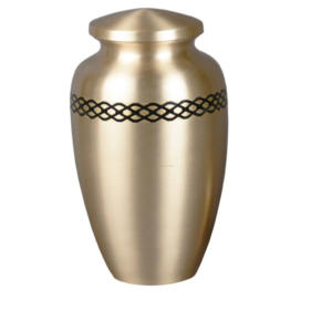 Urnes funéraires adultes en laiton de qualité supérieure urnes funéraires avec bandes d'or et anneau urnes fantaisie indiennes bleu marine fini - Product Image 4