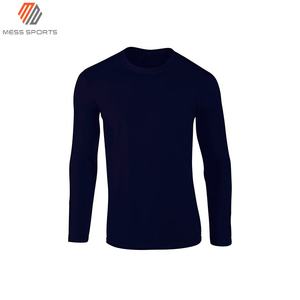 T-shirt à manches longues pour homme, gris, col rond, 100% coton, tricoté, décontracté, couleur unie, respirant, à porter en automne - Product Image 3