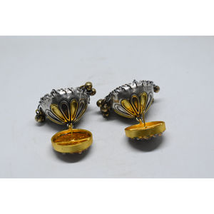 ต่างหูห่วงทองเหลืองทำมือลายมีนาการี  แบบด้าน  สองสี  แฟชั่นล่าสุดปี 2025 สำหรับเด็กหญิงและสตรี - Product Image 4