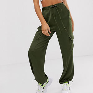 Pantalones de chándal holgados de pierna ancha para mujer, Pantalón cargo, 2021 poliéster, a la moda, oferta, 100% - Product Image 4