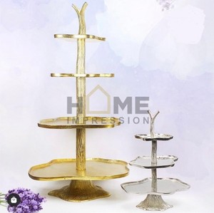 Vajilla Vintage para pasteles, magdalenas, soporte para servir dulces, soporte para pasteles, soporte para pasteles de aluminio de 3 niveles para uso en el comedor del hogar a bajo precio - Product Image 5