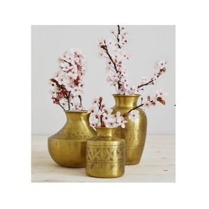 Modern Gold Antique Metal Fancy Aluminum Decoration Designer Luxury <b>Unique</b> Beaded Serving Table Decorating Flower <b>Vase</b> - Product Image 1