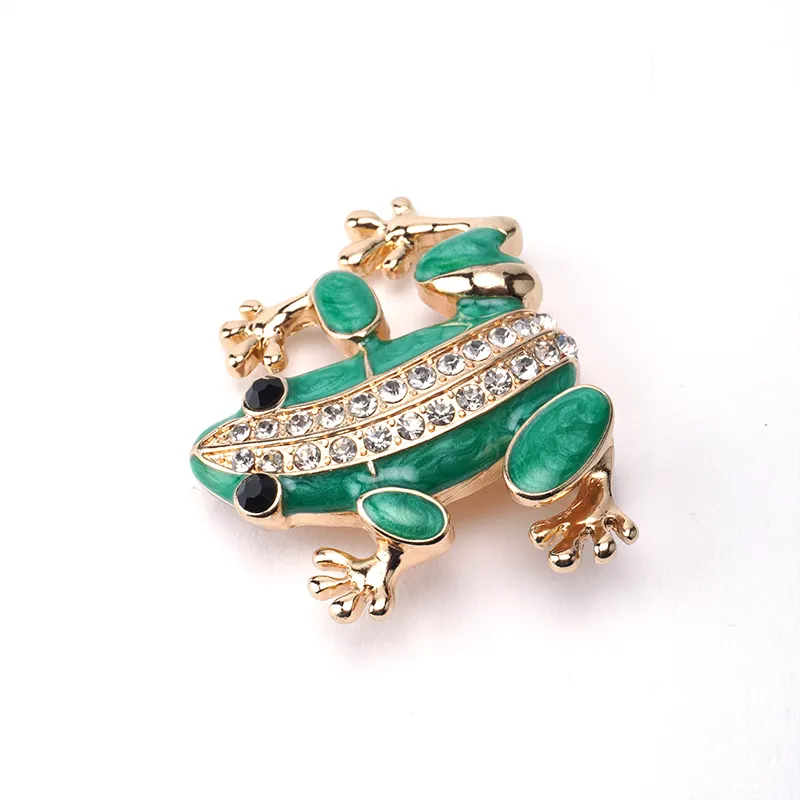 Wholesale Custom Alloy Opal Breast Pin Rhinestone Animal Frog Jewelry Enamel Brooch for Women