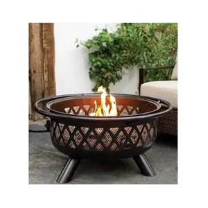 Siyah renkte çekici tasarım demir ateş çukuru OEM en iyi fiyata özelleştirilmiş açık dekor şömine yangın