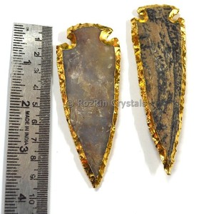 Acheter des pointes de flèches d'agate électroplaquées de 4 pouces de guérison en ligne - Product Image 2