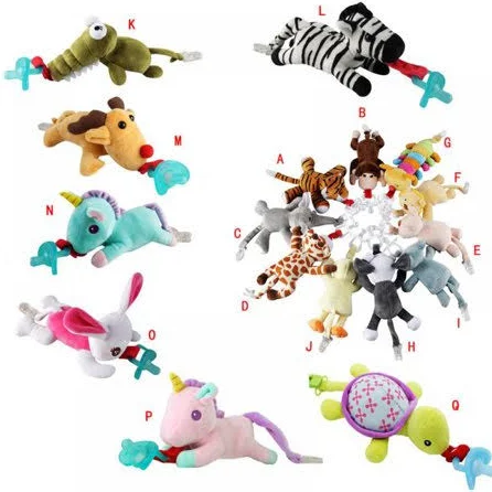 Custom Baby Pacifier Newborn Infant Cartoon Animals Plush Nipple Soother Toys Clip