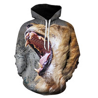 Lion imprimé personnalisé roi pull hommes Logo chandails surdimensionné bouffée impression à capuche