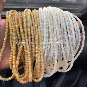 3mm 5mm naturel éthiopien Welo Opal Stone Faceted Rondelle Gemstone Beads Strand Strand Ficelle pour la fabrication de bijoux Colliers Bracelets - Product Image 1