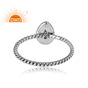 Bague en topaze bleue naturelle en forme de perle, anneau à fil torsadé, en argent 925 pour femmes, bijoux en argent nouvelle collection - Product Image 3