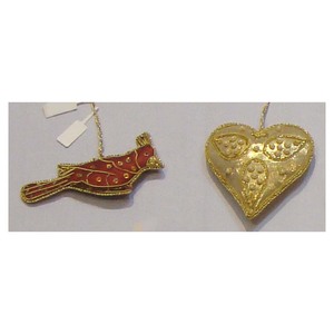 Cotton Fabric Embroidery Work Bird & Heart Shape Hanging Ornament - Product Image 1