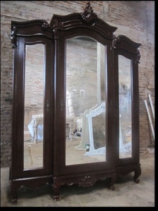 French Provincial Style <b>Armoire</b> Bedroom Wardrobes Three Doors with Mirror - Product Image 2