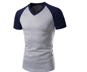 Unisex Plus Size <b>Slim</b> Fit V-Neck Short Sleeve Raglan T-shirts Breathable Cotton/Bamboo Embroidery Fashion - Product Image 1