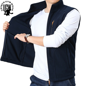 UNIQUE GYM WEAR Gilet sans manches en polaire pour homme, col roulé, coupe-vent, respirant, pour l'automne, vente en gros - Product Image 3