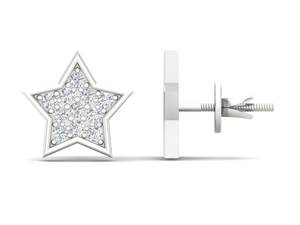 Pendientes de Oro de 10K con Diamantes en Forma de Estrella y Cierre de Rosca | Pendientes de Diamantes Reales Estilo Hip Hop, Regalo de Aniversario de Lujo para Mujer - Product Image 2