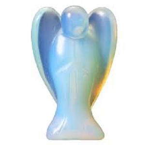 Vente en gros d'anges en opalite de style religieux, sculpture de pierres précieuses semi-précieuses, artisanat pour souvenirs religieux - Product Image 1