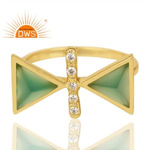 Nouvelle bague triangulaire en argent sterling 2026 avec onyx vert naturel et zircon cubique pour femme - Fabricant de bijoux - Product Image 3