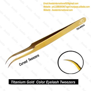 Bán tốt nhất tùy chỉnh thương hiệu 45 độ nhọn tip nqlash nhíp lông mày titan màu vàng nóng bán thép không gỉ nhíp - Product Image 2