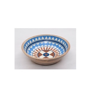 Tazón de madera con Mango impreso, tazón con diseño de flores para mesa de comedor, tazón para servir, producto pulido hecho a mano y venta - Product Image 3