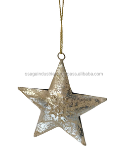 HIGH QUALITY METAL GOLDEN NEW DESIGN CHRISTMAS HANGING STAR ORNAMENT for <b>TREE</b> DECORATION HOME DECOR HOT SELLING STAR - Product Image 5