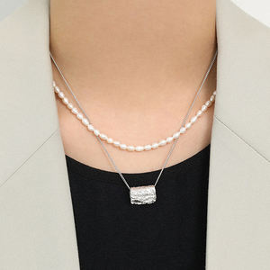 داينتي الباروك المياه العذبة اللؤلؤ قلادة ضفيرة واحدة اللؤلؤ المختنق قلادة للسيدات الصيف نمط - Product Image 2