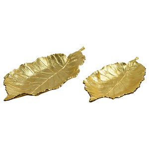 Ensemble de plateaux de service en forme irrégulière, finition plaquée et en forme irrégulière, avec Design de feuille, ensemble de remorquage pour le Restaurant à domicile et la décoration d'hôtel - Product Image 1