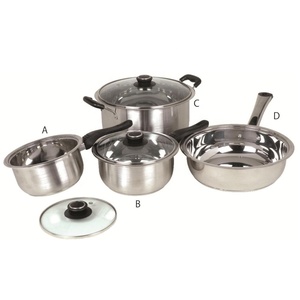 Classic 7-Piece Stainless Steel <b>Cookware</b> Set with Glass Lids Eco-Friendly Silver MOQ 100pcs - Product Image 4
