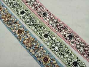 Custom Made Embroidered <b>Ribbons</b> in Mirror Work Round Shaped Embroidered <b>Laces</b> for Clothing Designers - Product Image 3