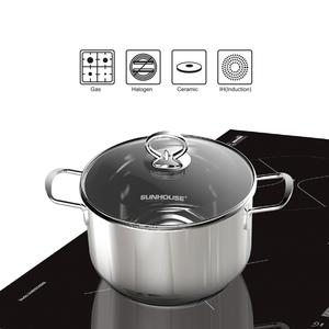 ชุดเครื่องครัวสแตนเลส3หม้อพร้อมฝาแก้วแบบเหนี่ยวนำและใช้ก๊าซได้เป็นมิตรต่อสิ่งแวดล้อมทันสมัยผลิตในเวียดนาม - Product Image 6