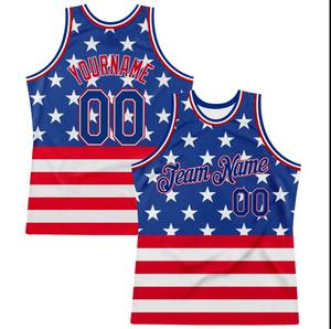 Camiseta de equipo de baloncesto personalizada, diseño de patrón 3D real y rojo, bandera americana, camiseta de baloncesto auténtica - Product Image 5