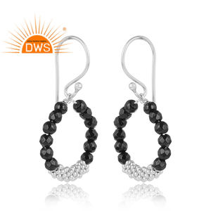 Black Onyx Gemstone Beads <b>Set</b> Fine 925 Sterling <b>Silver</b> Round Dangle Earring Jewelry For Women Gift For Her Vintage Collection - Product Image 2