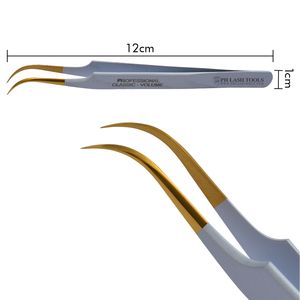 Super Quality Light Curved Eyelash Extension Tweezer Tip Gold and White Private Label, Fine Curved Eyelash Extension Tweezers - Product Image 5