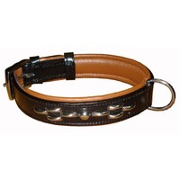 Kalung Anjing Kulit Asli Mewah Trendy dengan Rivet Baja/Kuningan, Bantalan Empuk, Nyaman, Ramah Lingkungan, dan Dapat Dipersonalisasi