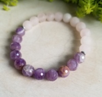 Pulseras de Sanación Reiki con Cuentas de Amatista y Cuarzo Rosa en Forma de Bola que Mejoran la Energía y el Equilibrio