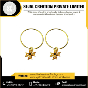 Indian Seller Supplier's Latest Design Large Sterling Silver Drop <b>Earrings</b> <b>Hook</b> Shape Pattern for Weddings Competitive Bulk Gift - Product Image 5
