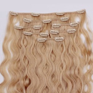 Extensions de cheveux indiens vierges REMY U-Tip Weft Soft Body Wave & Water Wave Styles Clip-In Bleached Human Hair Deep Wave Style - Product Image 1