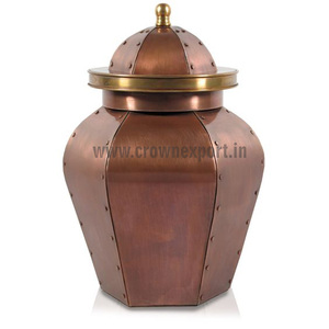 <b>Large</b> copper cremation <b>urns</b> 300 cubic'' upto 4 ltrs human ashes hold antique finished funeral burial <b>urn</b> from top listed company - Product Image 2