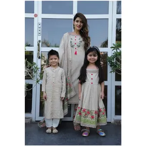 Latest Trend Of Combo Kurta Set With Latest Work For Mother And Children's Buy From The Wholesale Supplier