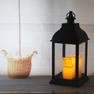 <span class=keywords><strong>Lanterne</strong></span> à bougie en plastique antique de grande taille avec 3 LED, lumière blanche chaude - Product Image 6