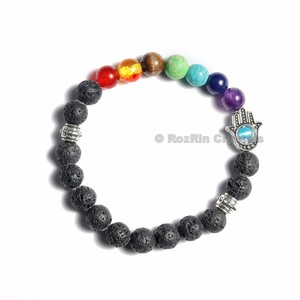 รับสร้อยข้อมือ Chakra Hamsha ออนไลน์ด้วยหินลาวา: สร้อยข้อมือ Chakra Hamsha - Product Image 1