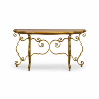 Table console contemporaine Leon avec base en métal, bureau en contreplaqué antique, meubles de salon, vente en gros OEM, table d'entrée moderne sur mesure