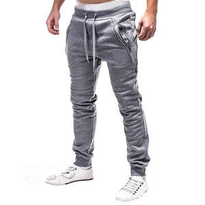 Men Plain Slim Fit Trousers Jogging Sports Pants Joggers Zipper Casual Bottoms with Custom logo Printing Service - Product Image 6